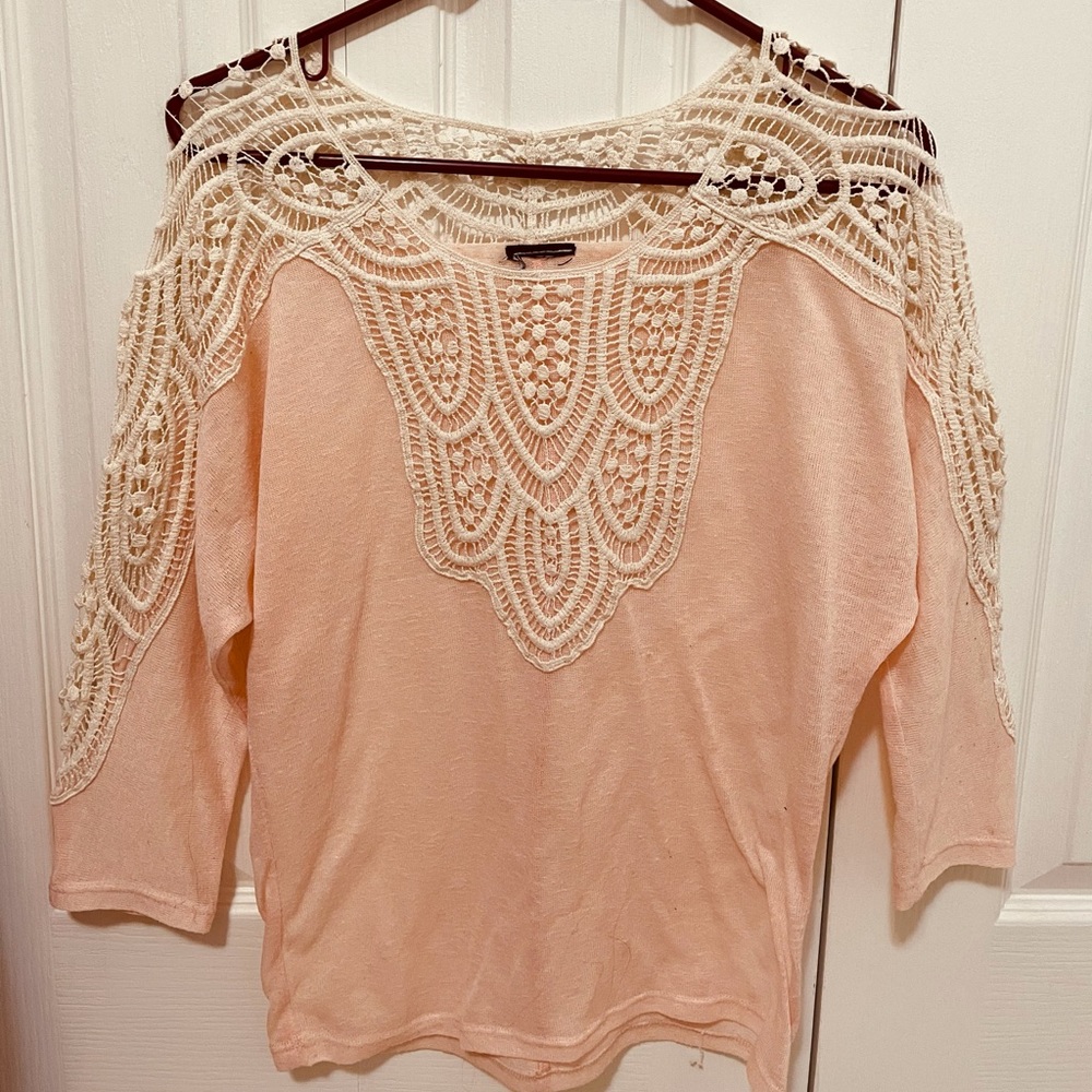 Rue21 Crocheted Pink Lace Top